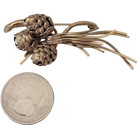 1-20 12K GF Gold Filled Pine Cone Limb Brooch E580 - Picture 6 of 9